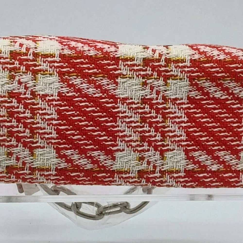 Tweed plaid hard case clutch